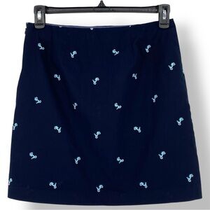 Cute Preppy Talbots A-Line Navy Blue Embroidered Scooter Skirt Size 6